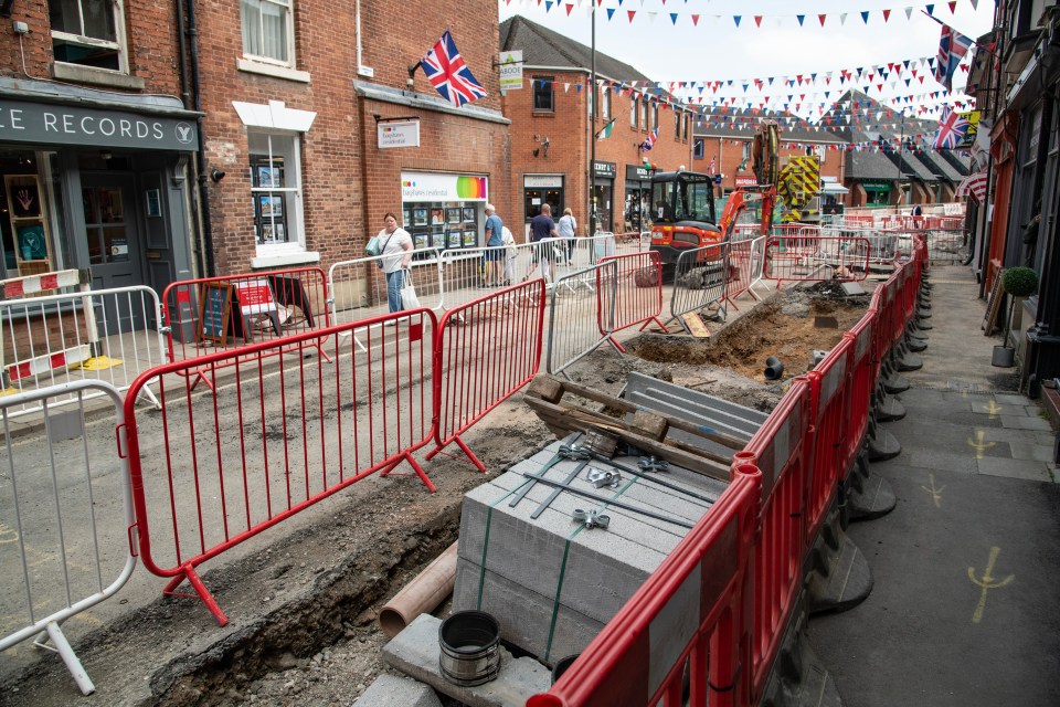Roadworks in Ashbourne, Derbyshire.