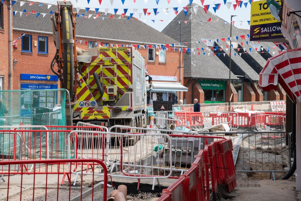 Roadworks in Ashbourne, Derbyshire.
