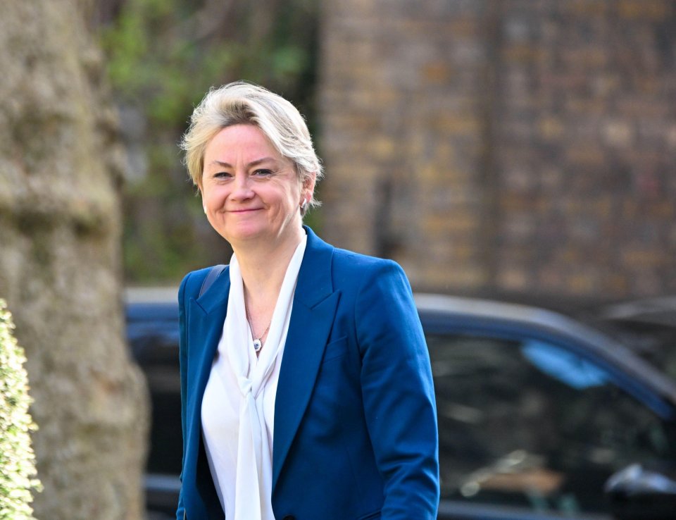 Yvette Cooper, Home Secretary, arriving at a cabinet meeting.