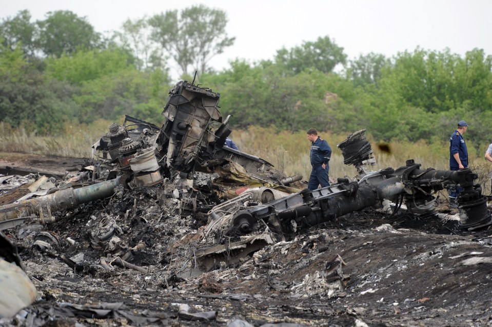 Debris field from the crash of Malaysia Airlines Flight 17.