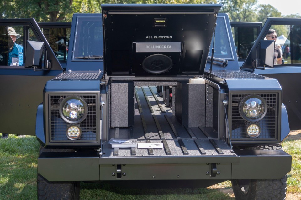 Bollinger B1 electric SUV prototype with open cargo area.