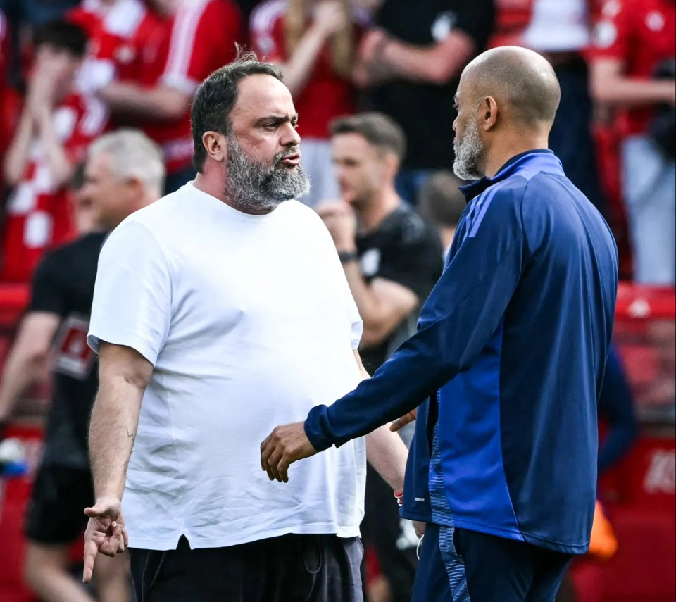 Nottingham Forest's manager and co-owner speaking after a match.