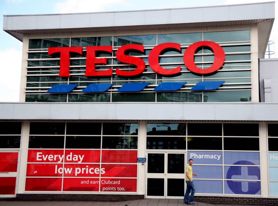 Tesco store exterior with pharmacy.