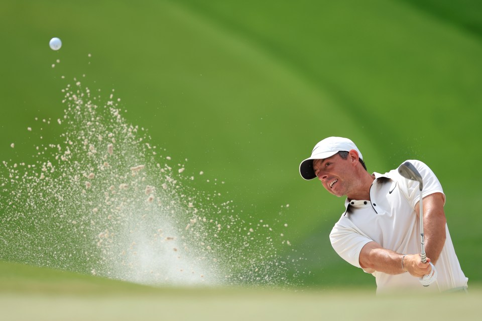 CHARLOTTE, NORTH CAROLINA - MAY 18. Rory McIlroy of Northern Ireland hits his third shot on the 3rd hole during the final round of the PGA Championship at Quail Hollow Country Club on May 18, 2025 in Charlotte, North Carolina. (Photo by David Cannon/Getty Images)