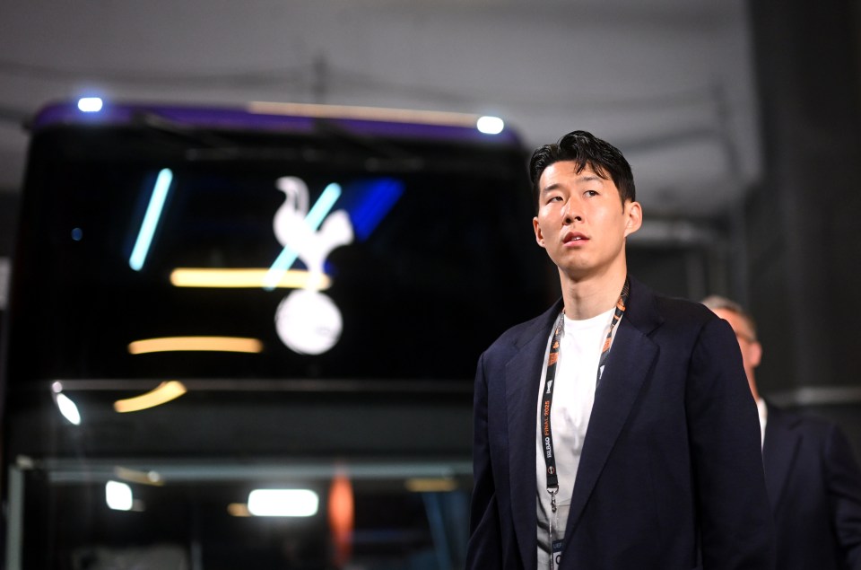 BILBAO, SPAIN - MAY 21: Son Heung-Min of Tottenham Hotspur arrives at the stadium prior to the UEFA Europa League Final 2025 between Tottenham Hotspur and Manchester United at Estadio de San Mames on May 21, 2025 in Bilbao, Spain. (Photo by Michael Regan - UEFA/UEFA via Getty Images)