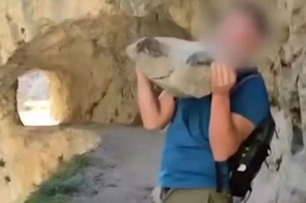 Story from Jam Press (Idiot Throws Rock) Pictured: Video grab - The tourist is seen casting the heavy rock in northern Spain¿s Picos de Europa National Park. VIDEO: Idiot tourist faces ¿168,000 fine for throwing huge rock down gorge in popular park An idiot tourist is facing an eye-watering ¿168,000 fine for throwing a massive rock down a gorge in a popular national park. The young man¿s pal filmed him casting the heavy rock and the video was later uploaded to social media for ¿likes¿. Seconds after the large stone was tossed, a deafening bang was heard as it hit the ground several metres below. The idiotic stunt was filmed at a point along the popular Cares Trail in northern Spain¿s Picos de Europa National Park. Of the park¿s estimated 2m annual visitors, around 300,000 hike the Cares Trail - its most popular walking route. The clip was later shared by a social media account that features videos of young people throwing rocks into voids. Although most clips on the page get a handful of views, this one blew up and quickly caught the police¿s attention. The Spanish Civil Guard have since announced that they are investigating the young man¿s antics, as reported by NeedToKnow. A spokesperson said: ¿This stunt could cost you dearly. ¿Throwing this rock could land this person with a fine ranging from ¿5,001 to ¿200,000. ¿Why? Because disturbing the environment in the Picos de Europa National Park is classed as a very serious offence. ¿Keep that in mind when visiting a national park - these are specially protected areas due to their high environmental value.¿ Javier said: ¿There are livestock farmers who pass through down there. Your little joke could¿ve ended badly.¿ Another viewer said: ¿You have to be a real idiot - you could¿ve gone down with the rock. The force and weight of that boulder could¿ve smashed someone to pieces.¿ A third said: ¿There¿s an alternative path underneath - I just hope no one was down there. And let¿s not forget, people go canyoning or climbing in those areas - when you throw something, there could be someone below.¿ A fourth said: ¿He should be accompanied by a responsible adult - it¿s clear he¿s not ready to be out on his own.¿ And a fifth said: ¿In the mountains, you mustn¿t throw rocks if you can¿t see where they¿ll land - you have no idea who might be below. You could hit a person or an animal.¿ ENDS EDITOR¿S NOTES: Quotations have been translated to English. Video Usage Licence:(EMERGENCY SERVICES) We have obtained this material directly from the emergency services (fire / police / ambulance / rescue workers). Video Restrictions: None.