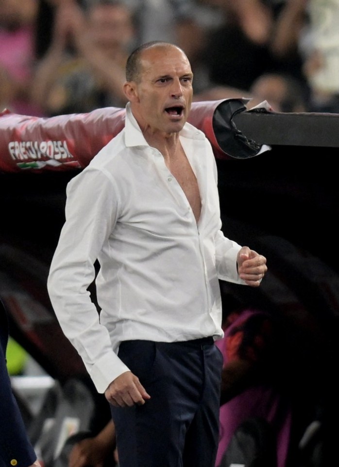 Soccer Football - Coppa Italia - Final - Atalanta v Juventus - Stadio Olimpico, Rome, Italy - May 15, 2024 Juventus coach Massimiliano Allegri reacts after he is shown a red card by referee Fabio Maresca REUTERS/Daniele Mascolo