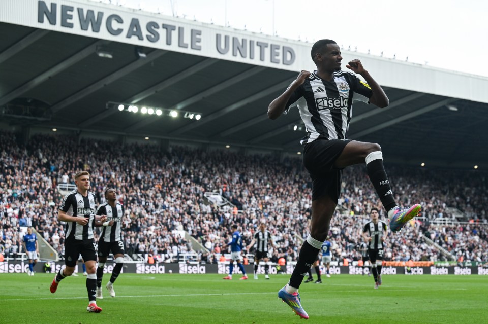Alexander Isak of Newcastle United celebrating a goal.