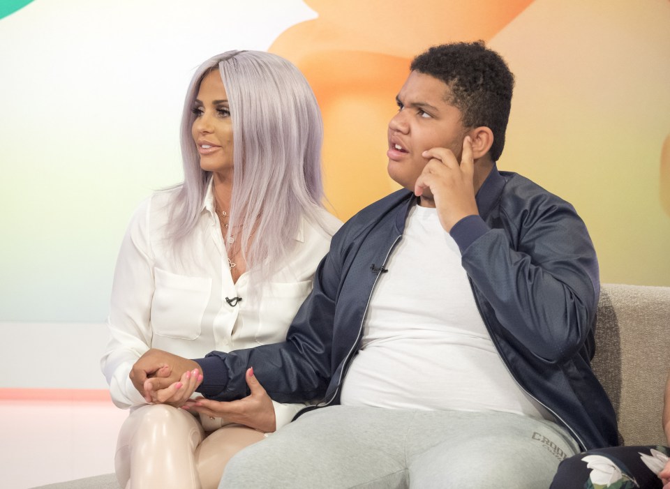 Katie Price and Harvey Price on a TV show.