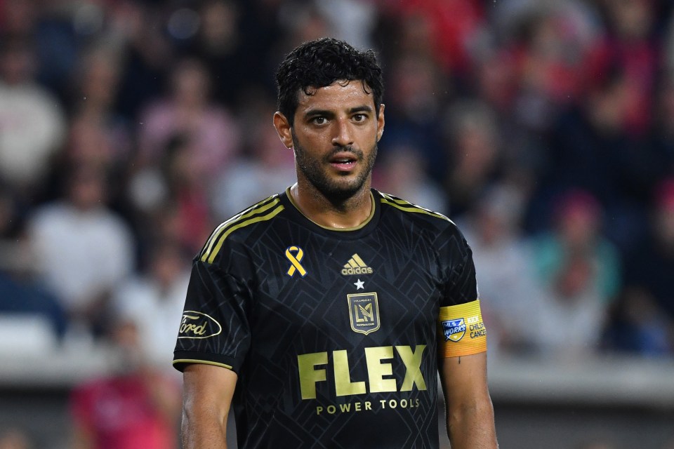 Carlos Vela #10 of LAFC during a soccer game.