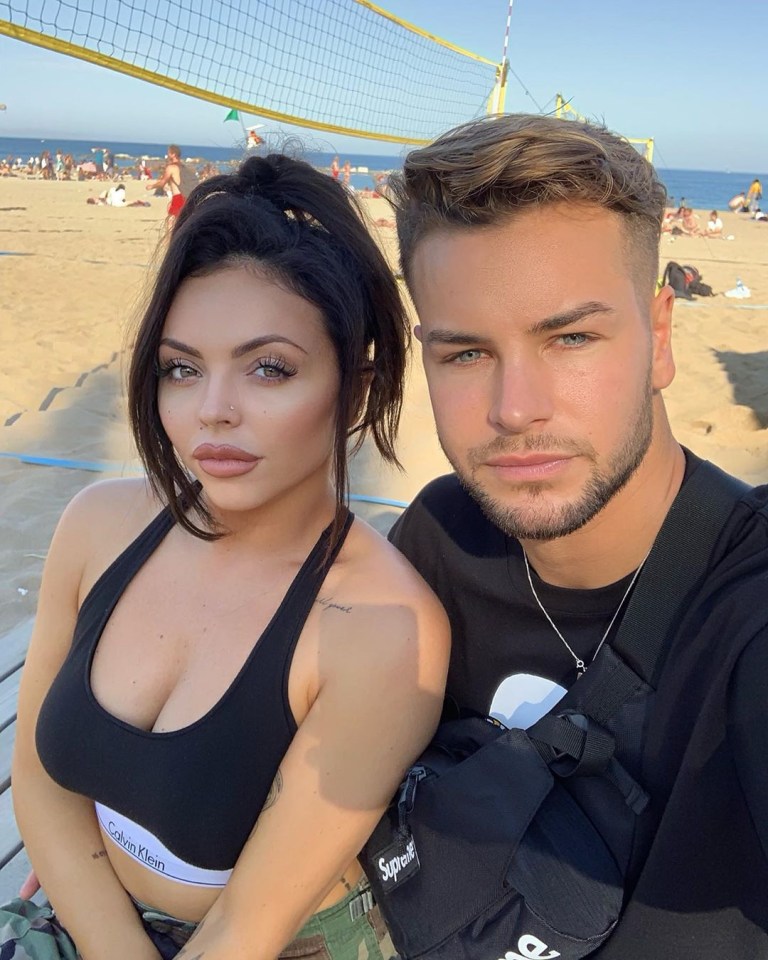 Jesy Nelson and Chris Hughes at the beach.