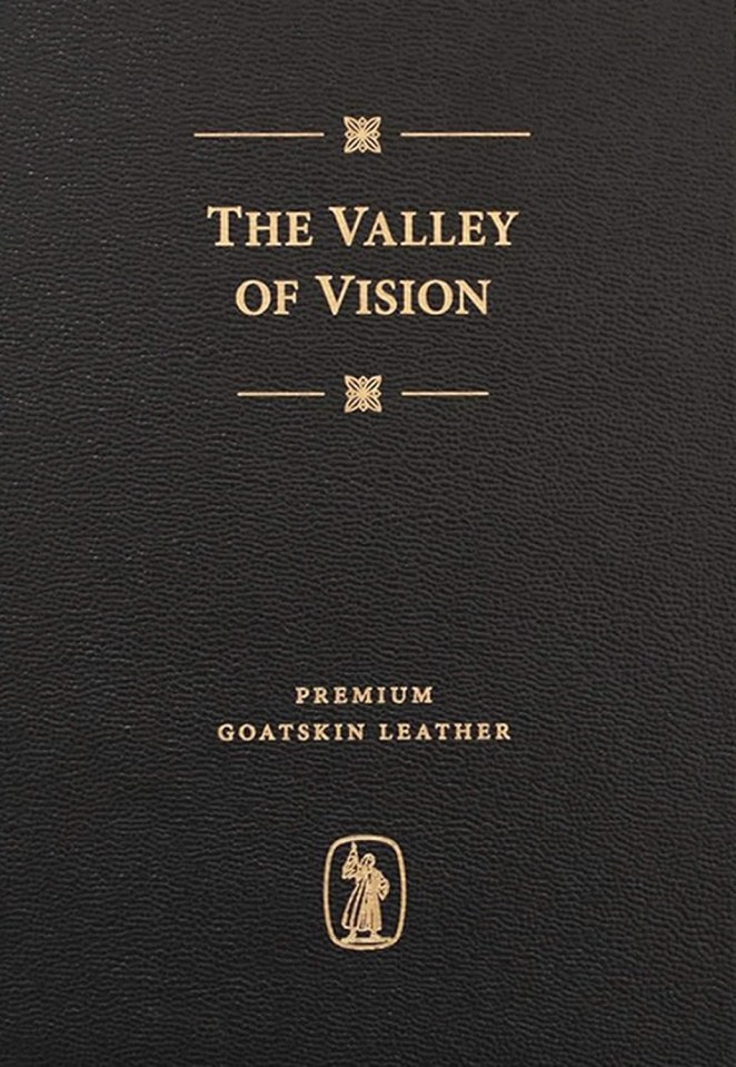 Book cover of The Valley of Vision, premium goatskin leather.