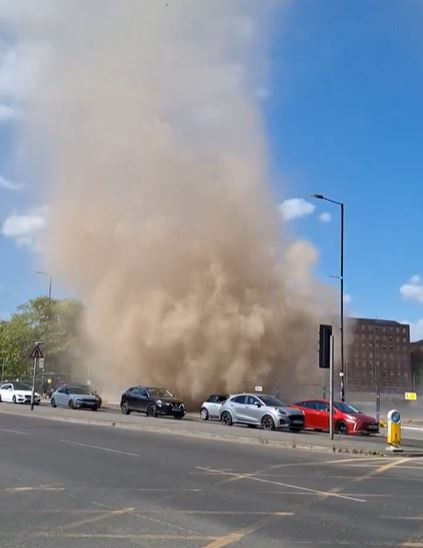 Dust devil in Manchester city center.