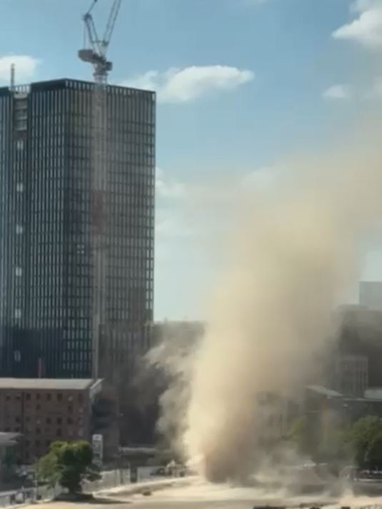 Dust devil in Manchester city center.