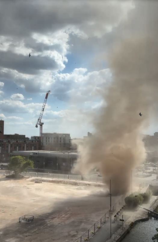 Dust devil in Manchester city center.