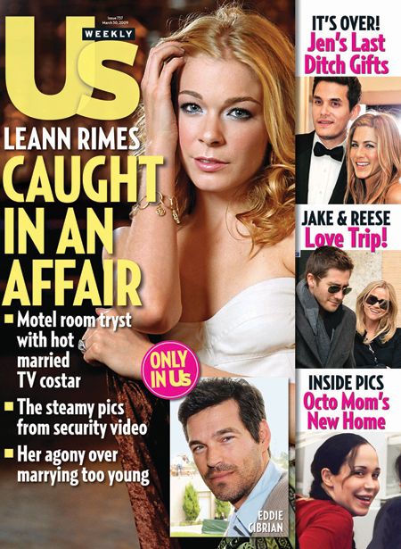 US Weekly magazine cover featuring LeAnn Rimes caught in an affair.