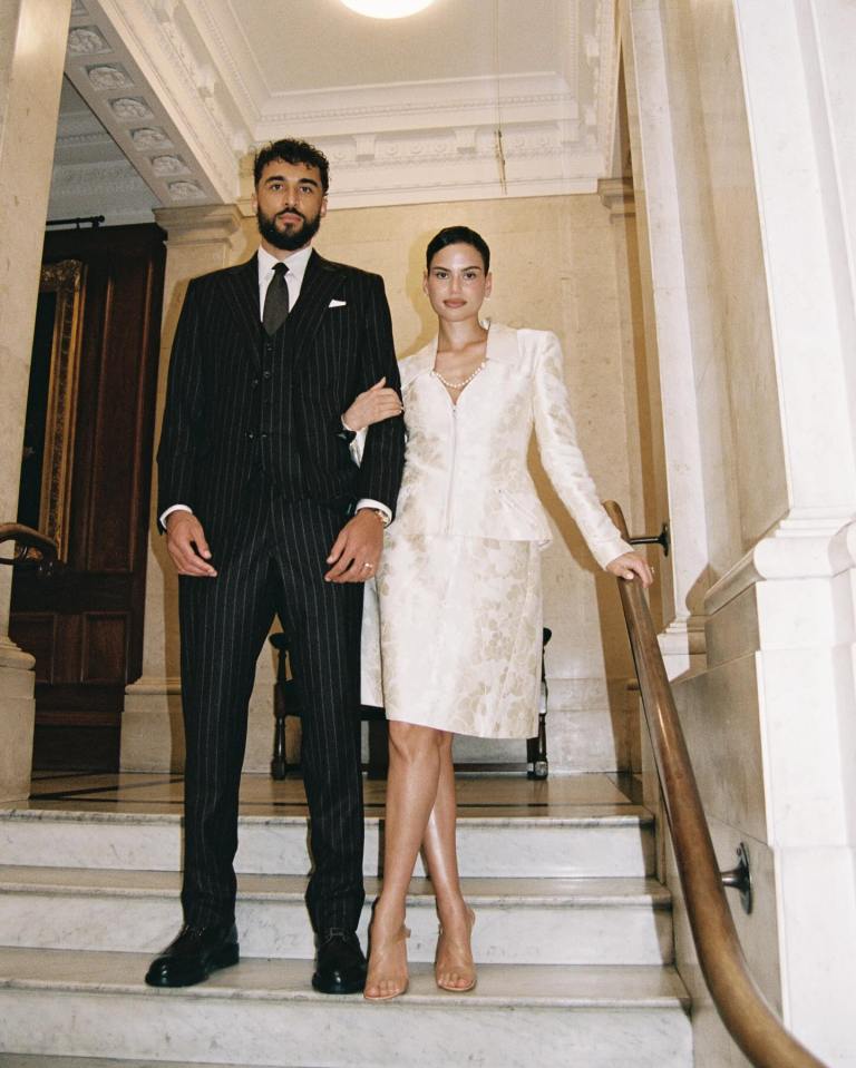 Dominic Calvert-Lewin and his wife on their wedding day.