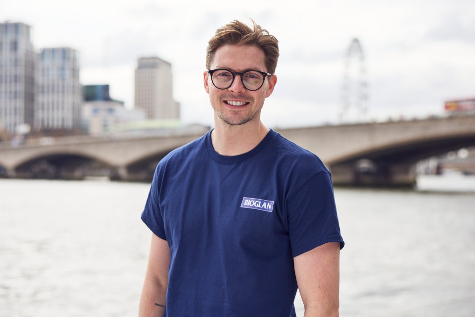 Dr. Alex George wearing a Bioglan t-shirt.