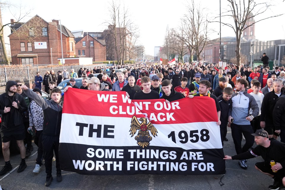 Manchester United fans protesting the Glazer's ownership.