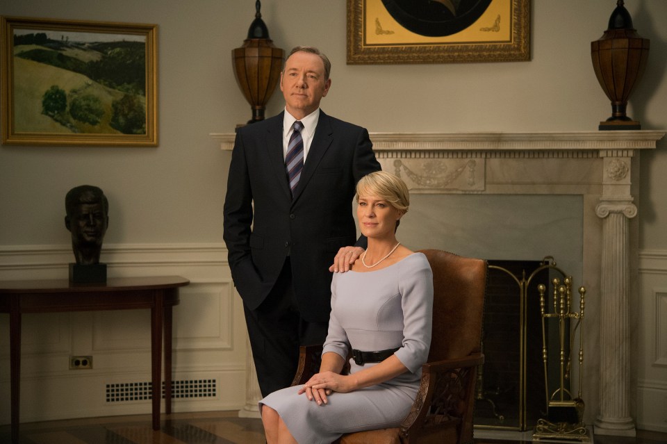 Kevin Spacey and Robin Wright in a scene from House of Cards.