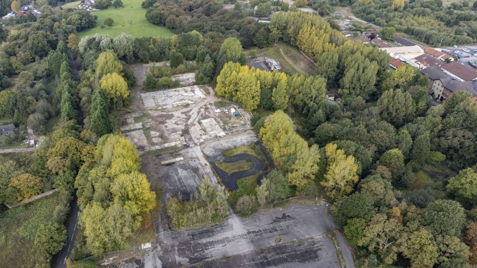 Aerial view of the former Camelot Theme Park site.