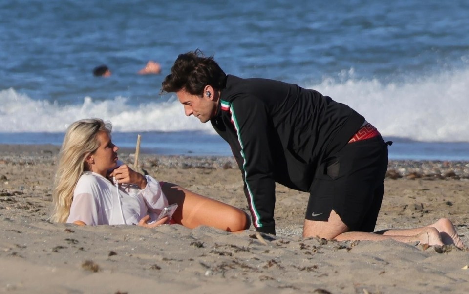 James Argent and Nicoline Artursson on a beach in Spain.