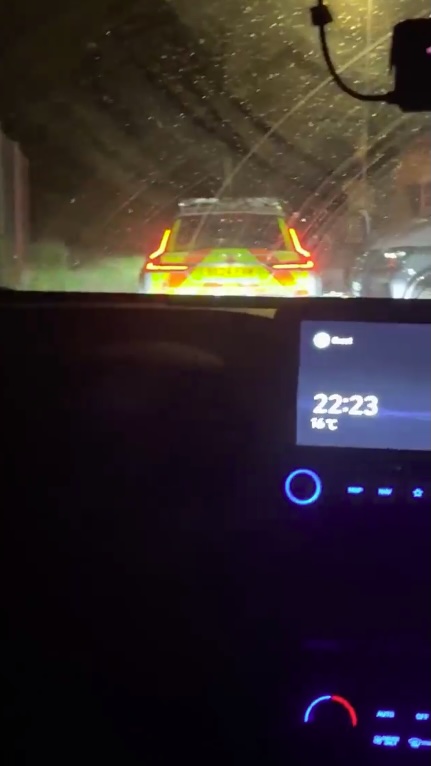 Video grab of police car responding to a car theft.