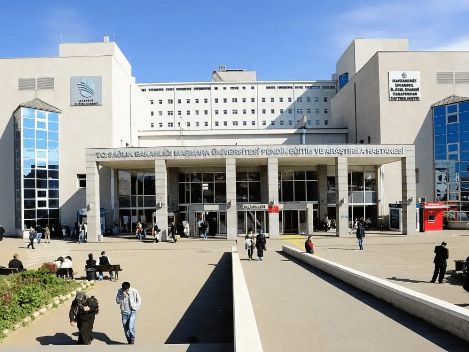 Exterior of Istanbul Marmara University Pendik Education and Research Hospital.