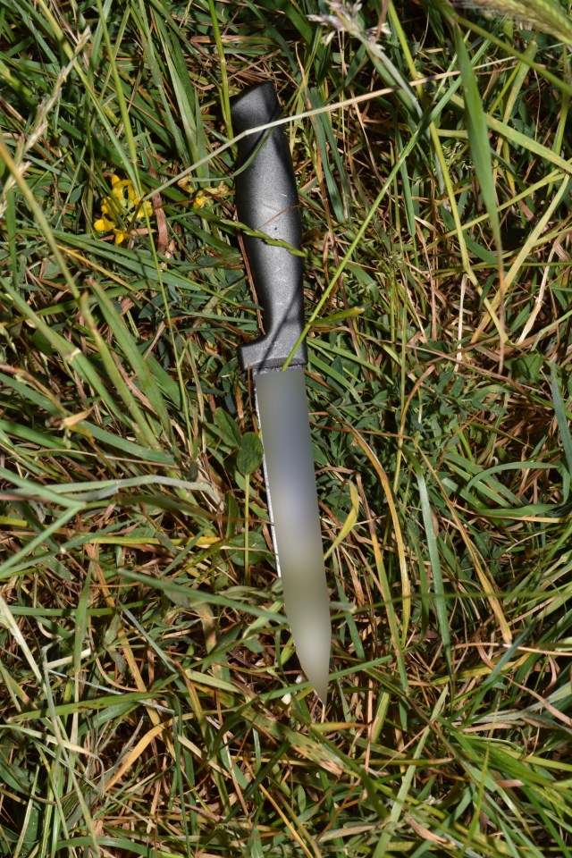 Knife next to ruler.
