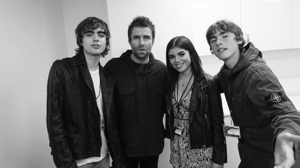 Liam Gallagher pictured with his three children.