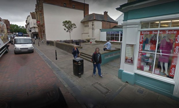 Street view of an abandoned UK city center.