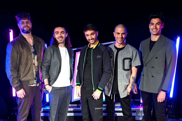 An image collage containing 1 images, Image 1 shows The Wanted band members at a 2021 event