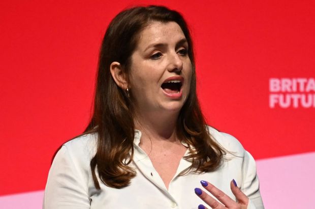 An image collage containing 1 images, Image 1 shows Alison McGovern, Labour MP, speaking at the Labour Party conference