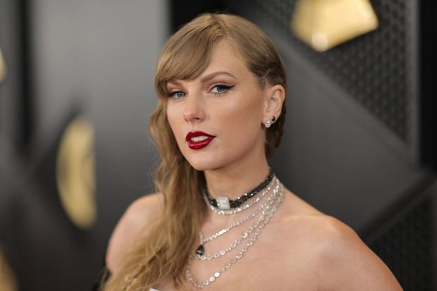 An image collage containing 1 images, Image 1 shows Taylor Swift at the 66th Grammy Awards