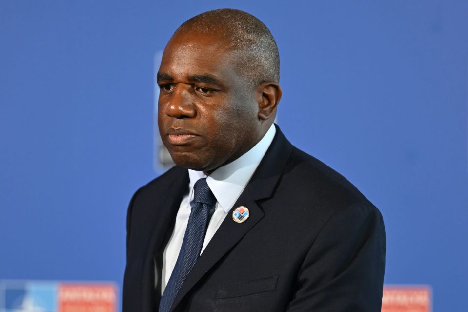 An image collage containing 1 images, Image 1 shows British Foreign Secretary David Lammy speaking to the media