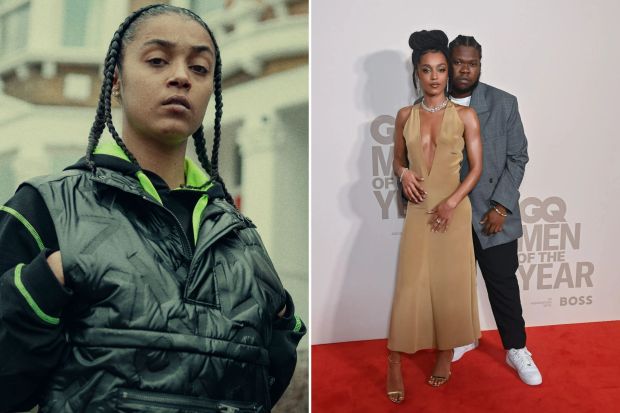 An image collage containing 2 images, Image 1 shows A young woman with braids stands in front of a row of houses, looking directly at the camera. Top Boy Season 2, Image 2 shows Jasmine Jobson and Kadeem Ramsay at the GQ Men of the Year Awards
