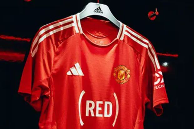 An image collage containing 1 images, Image 1 shows Manchester United's new (RED) kit