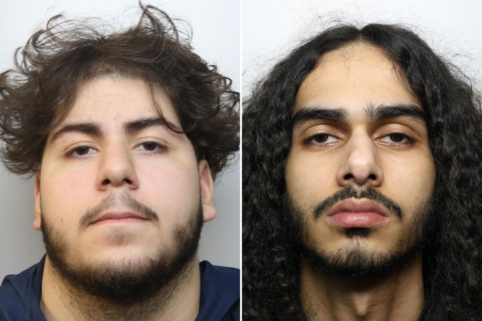 An image collage containing 2 images, Image 1 shows Mugshot of a young man with dark, curly hair and a beard, Image 2 shows Mugshot of a young man with long, curly dark hair