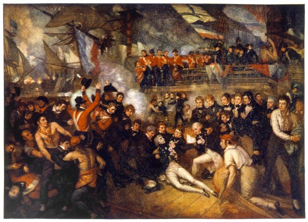 Painting of Nelson at the Battle of Trafalgar.