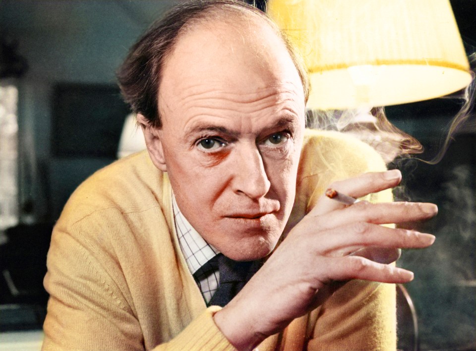 Photo of Roald Dahl smoking a cigarette.