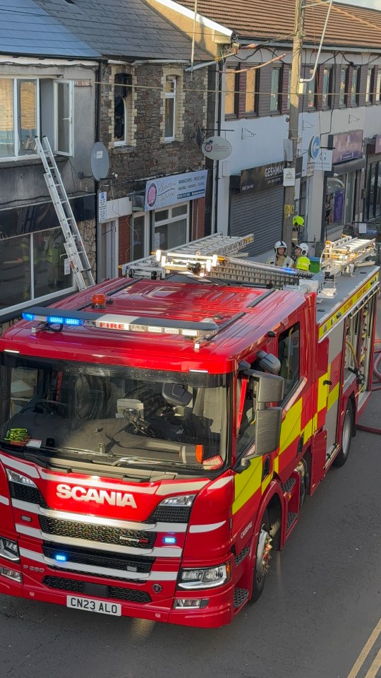 Firetruck at scene of fire in derelict market.