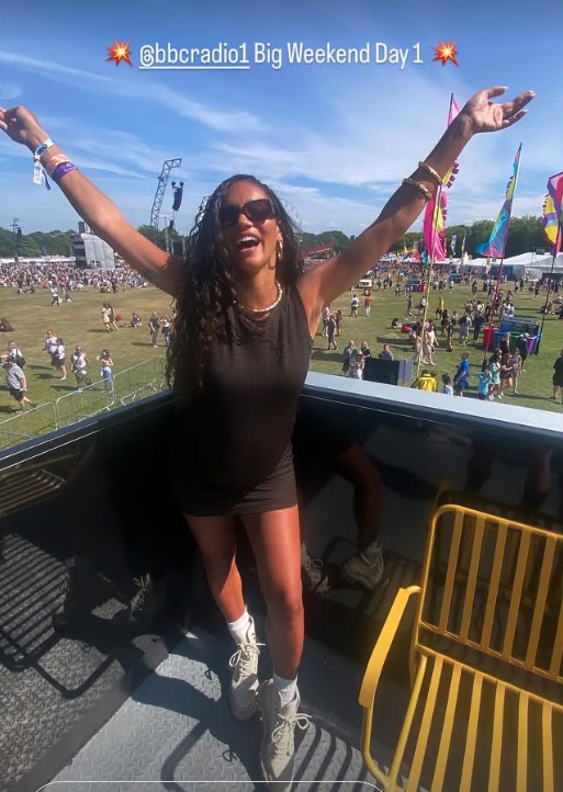 Pregnant Vick Hope at BBC Radio 1's Big Weekend.
