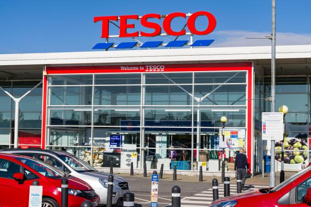 Exterior of a Tesco supermarket in Cambridge, UK.