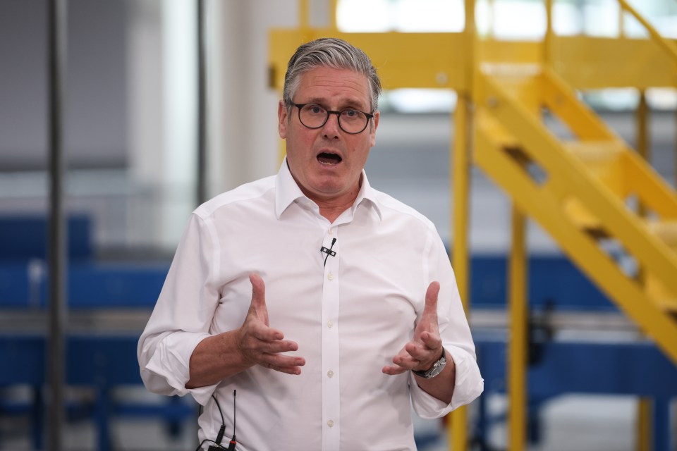 Prime Minister Keir Starmer speaking to workers.