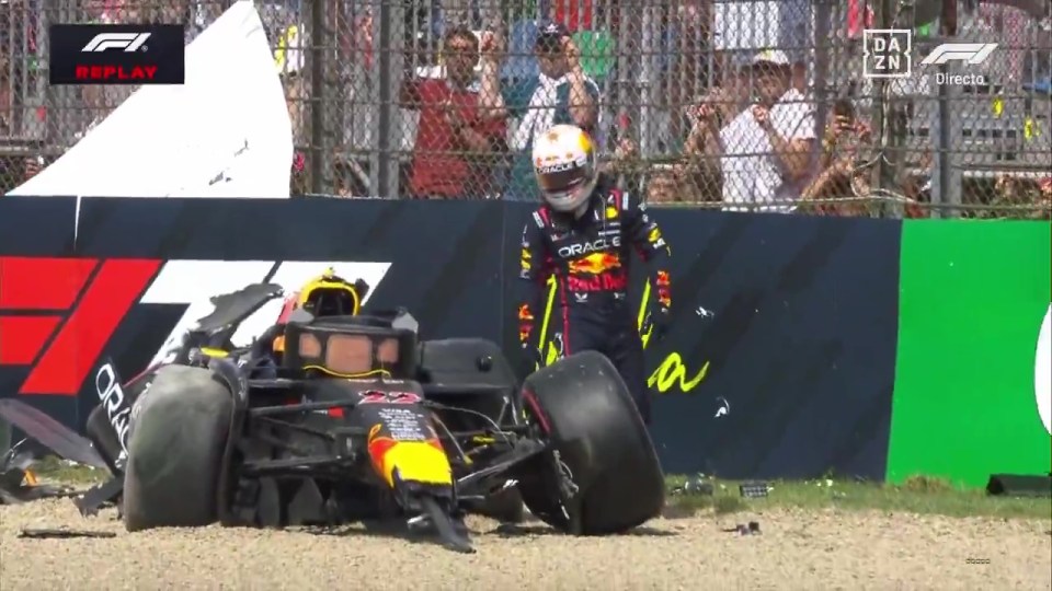 Yuki Tsunoda's wrecked Formula 1 car at Imola.
