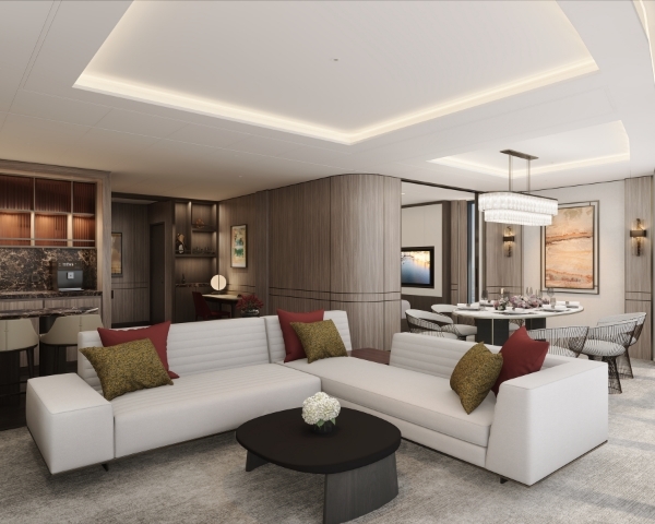 Rendering of a Ritz-Carlton Yacht Luminara suite.
