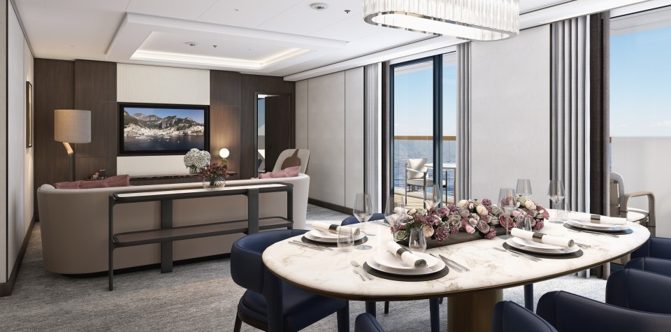 Illustration of a suite on the Ritz-Carlton Yacht Luminara.