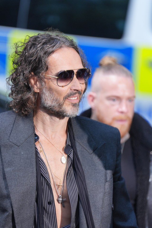 Russell Brand arriving at Southwark Crown Court.