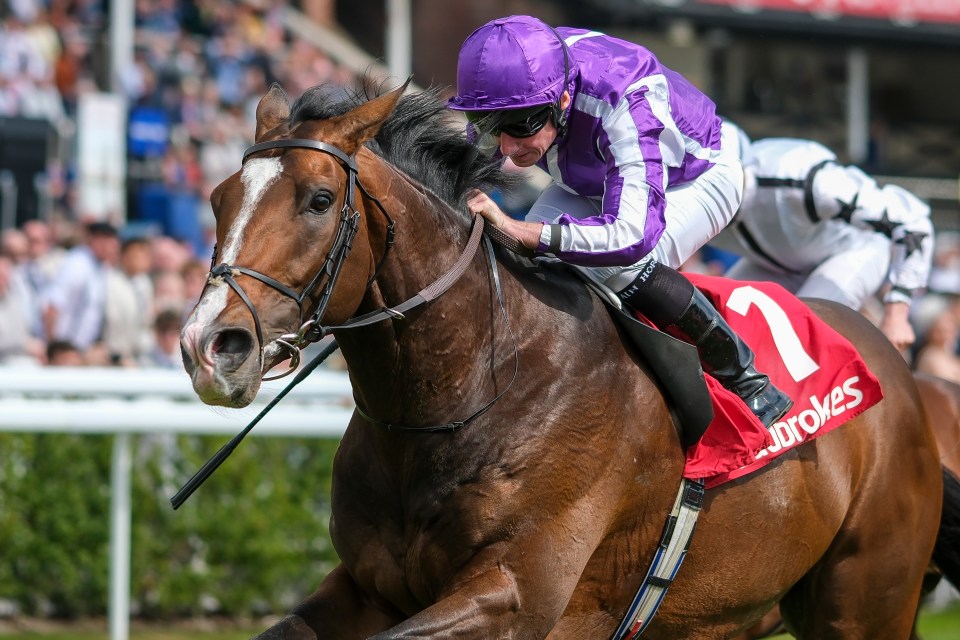 Jockey Ryan Moore riding Illinois to victory.