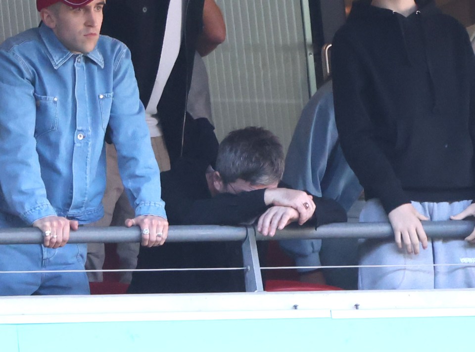 Noel Gallagher dejected after a missed penalty.